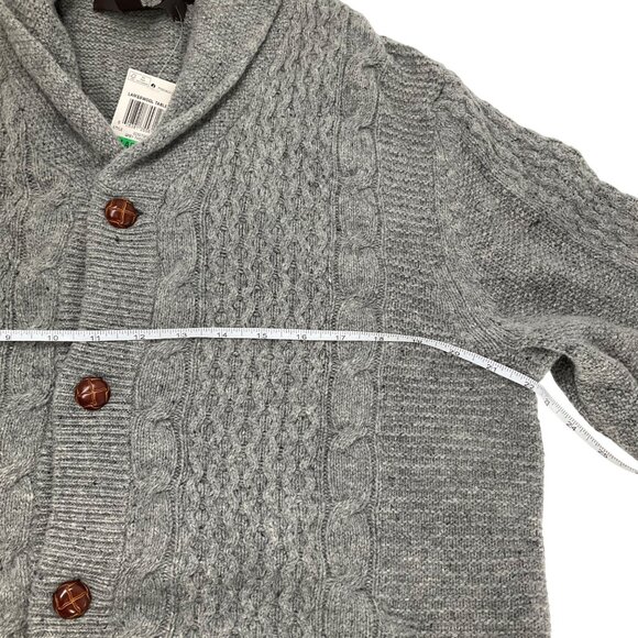 Tasso Elba Gray Lambswool blend Shawl collar Elbow Patches cardigan sweater  L - Picture 8 of 9